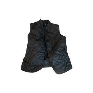 Vintage GAP Quilted Vest Black Button Front Size S 💎